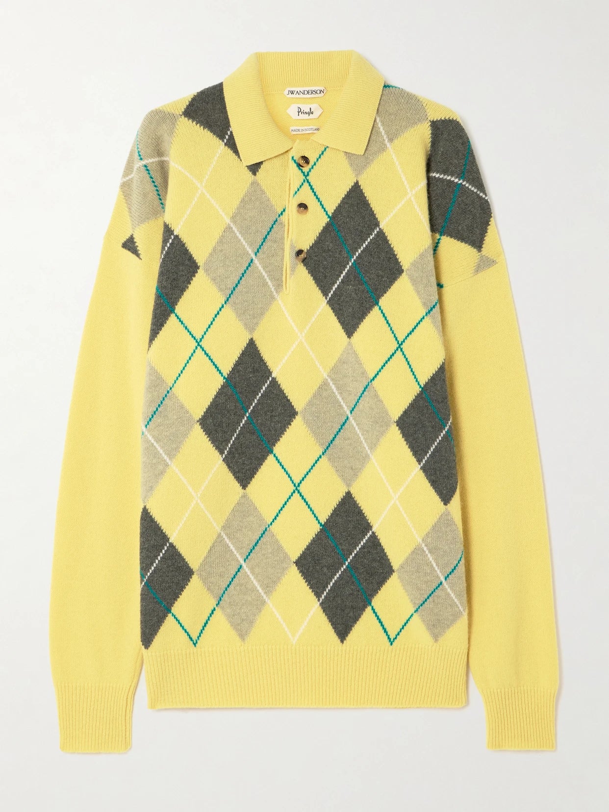 + Pringle Argyle Wool Polo Sweater