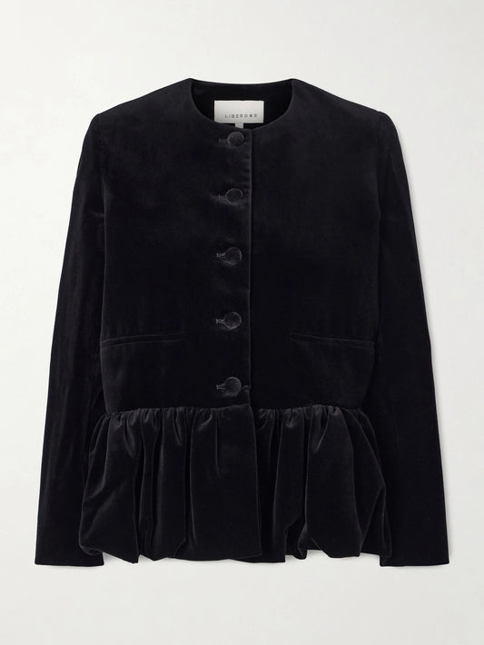 LIBEROWE Cotton-velvet Peplum Jacket