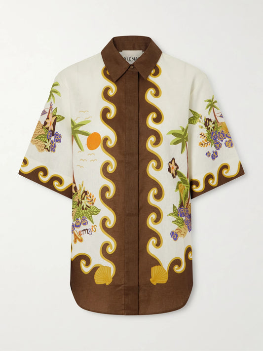 ALÉMAIS Island Cove Printed Linen Shirt