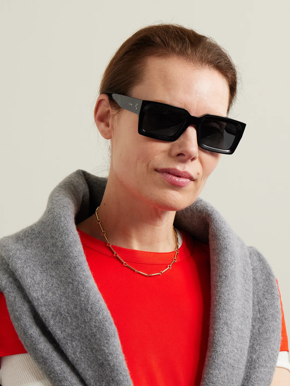 Image of Sunglasses. Product name - Bold Square-frame Acetate Sunglasses in Black colour by brand - CELINE Eyewear