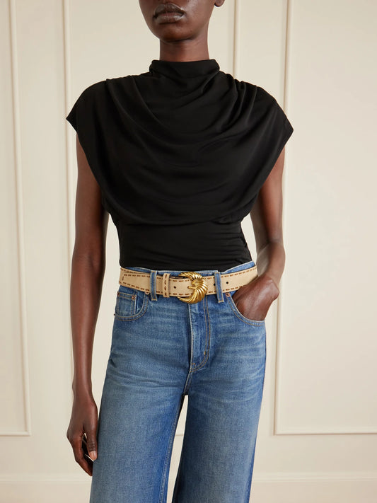 Image of Belts. Product name - Suede Belt in Beige colour by brand - Etro