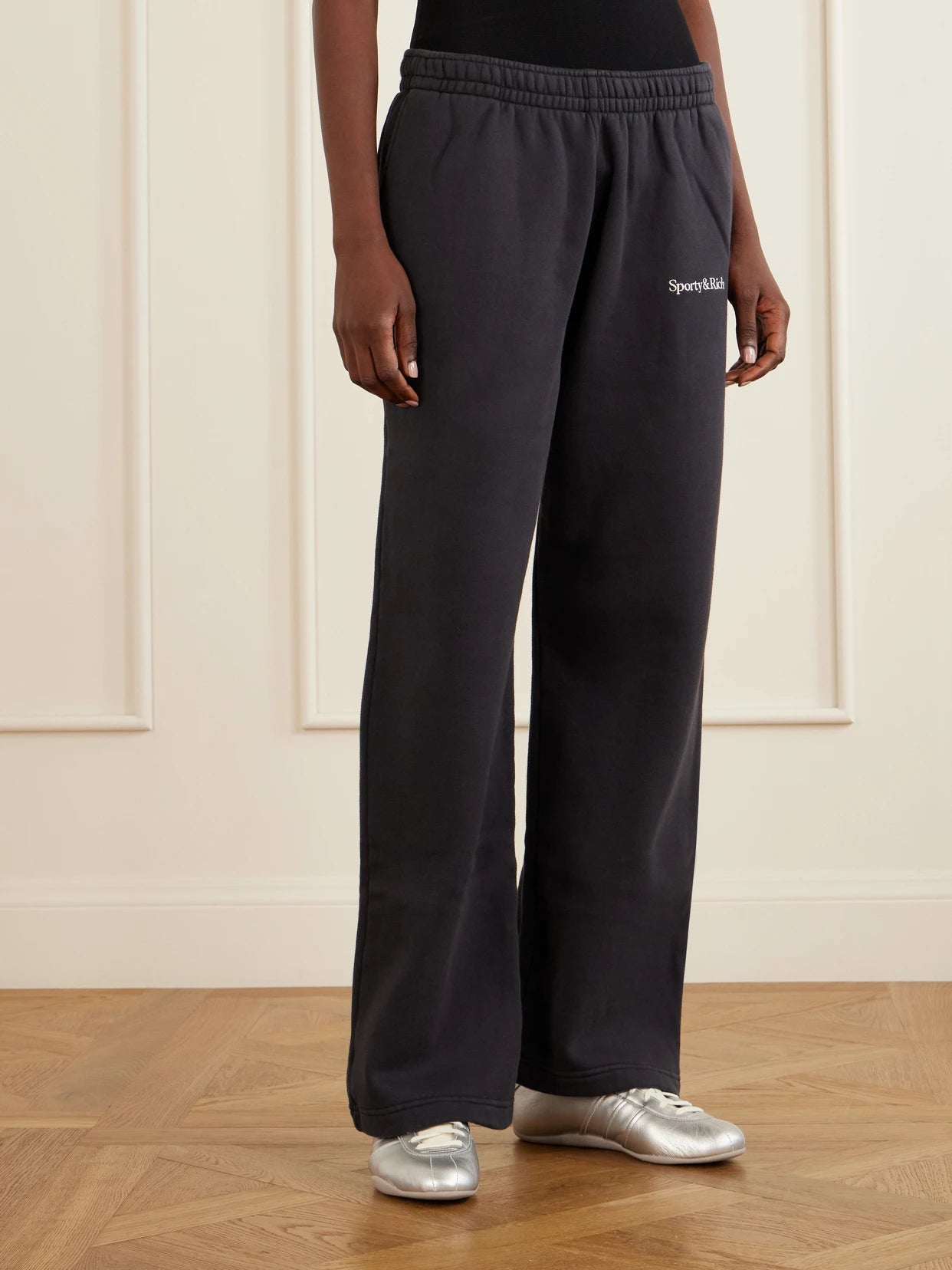 Logo-embroidered Cotton Wide-leg Pants