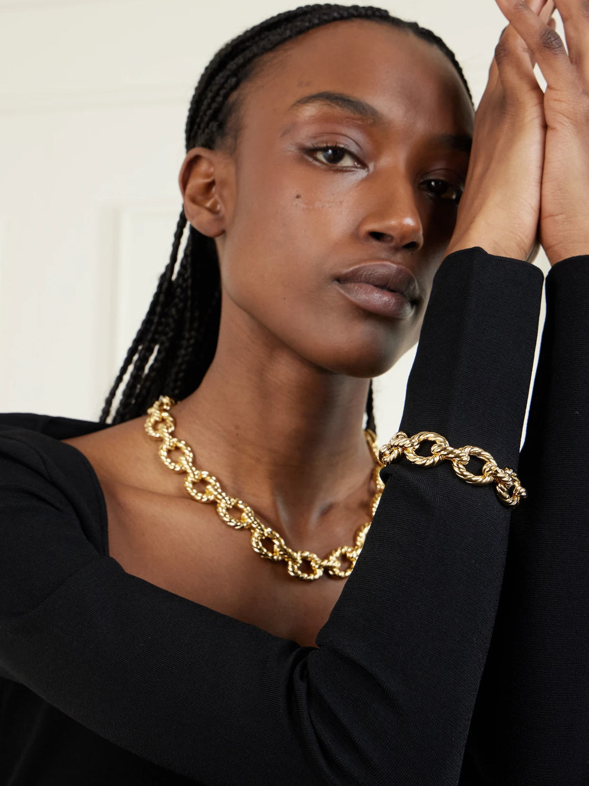 Image of Necklaces. Product name - Sculpted Cable 18-karat Gold Necklace in Multi colour by brand - David Yurman