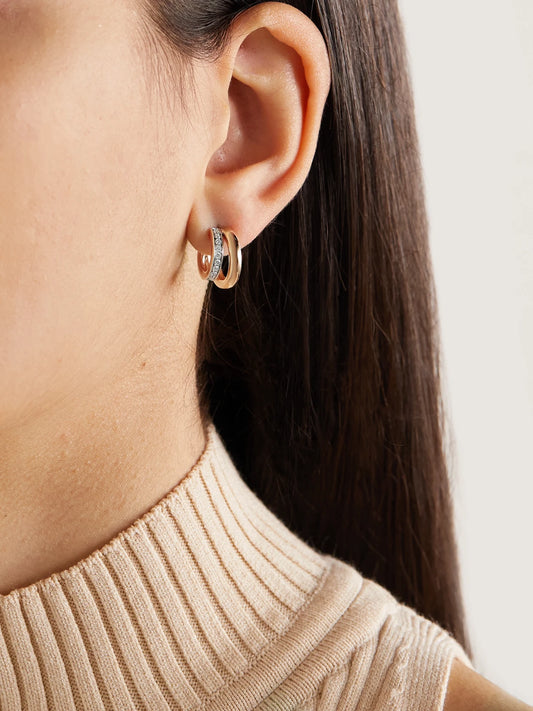 Image of Earrings. Product name - Together 18-karat Rose Gold Diamond Hoop Earrings in Multi colour by brand - Pomellato