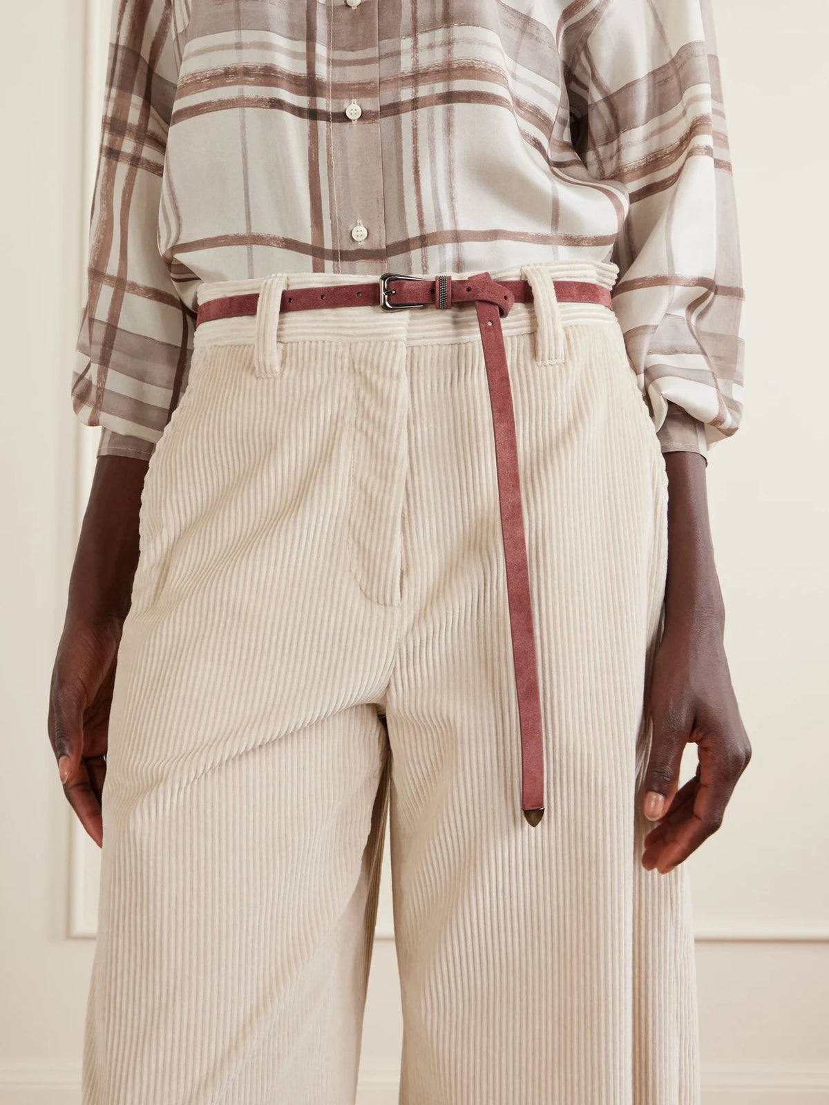 Embellished Suede Skinny Belt
