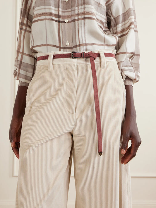 Embellished Suede Skinny Belt