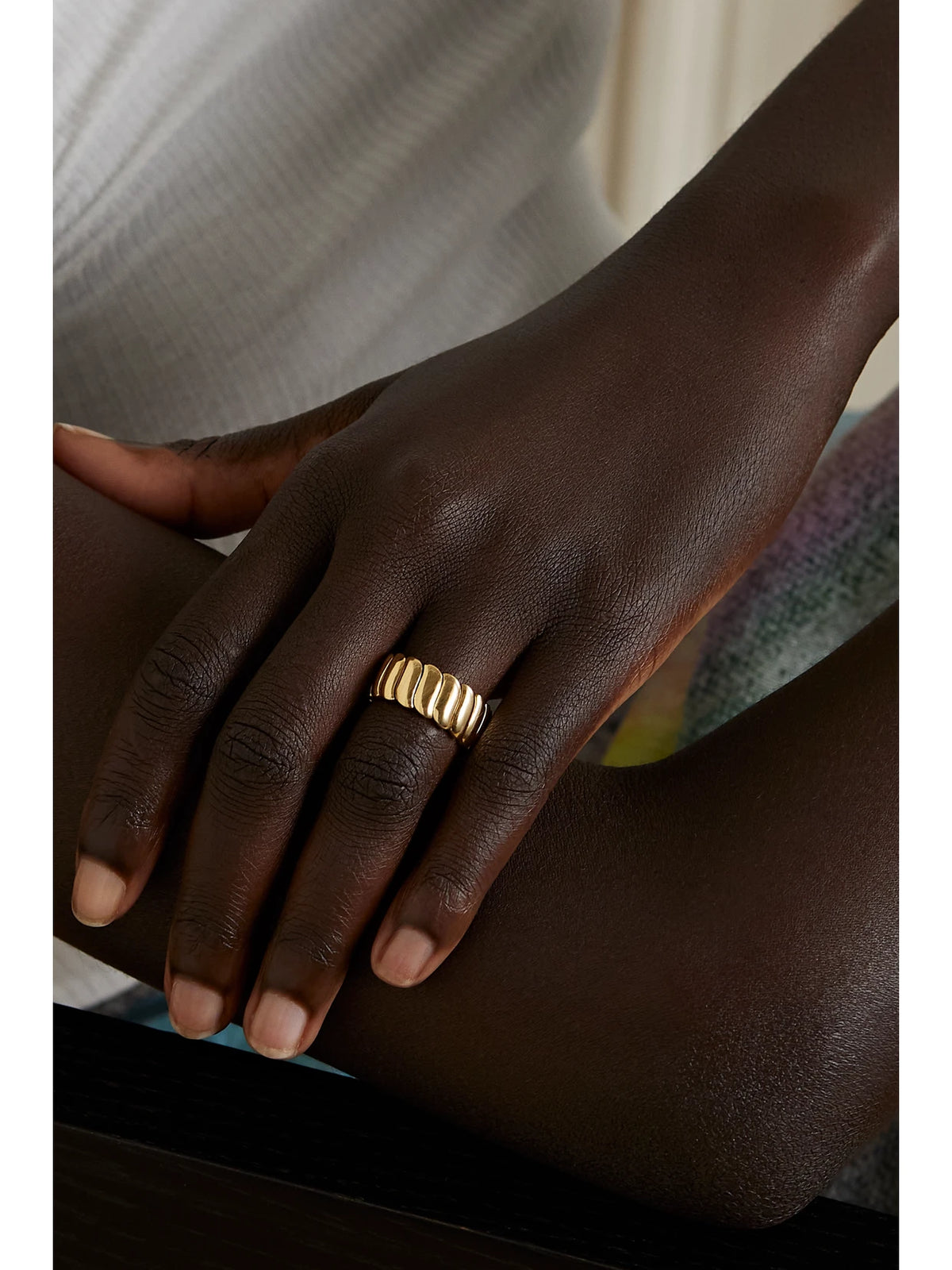 Image of Rings. Product name - Large Zoe 18-karat Gold Ring in Multi colour by brand - Anita Ko