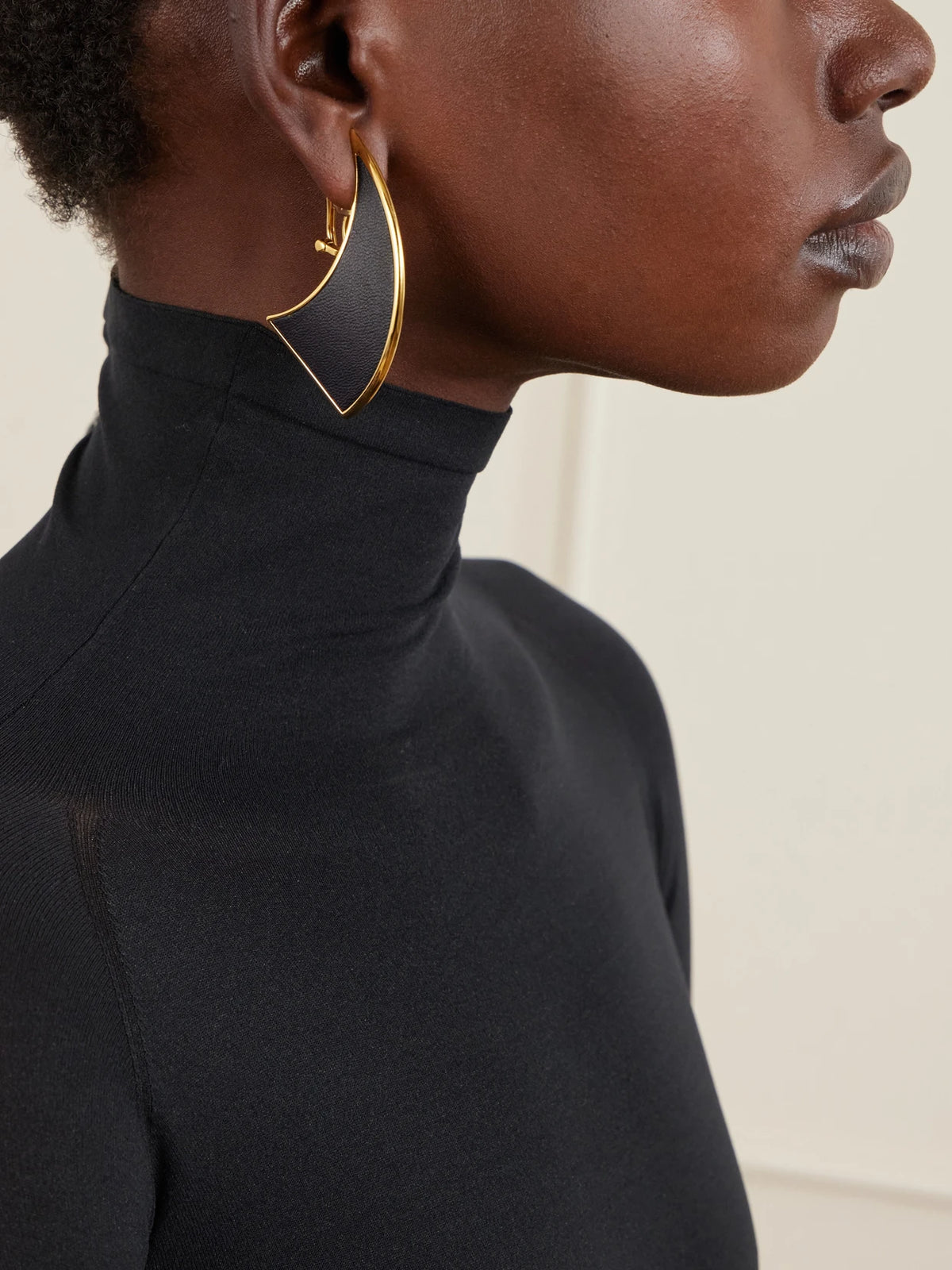 Gold-tone Leather Earrings