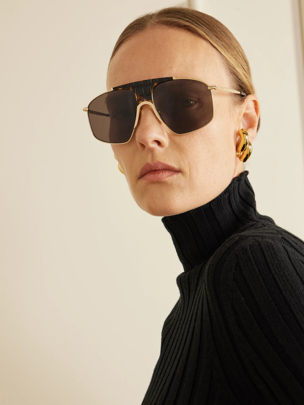 Image of Sunglasses. Product name - Aviator-style Gold-tone And Tortoiseshell Acetate Sunglasses in Multi colour by brand - Alaïa
