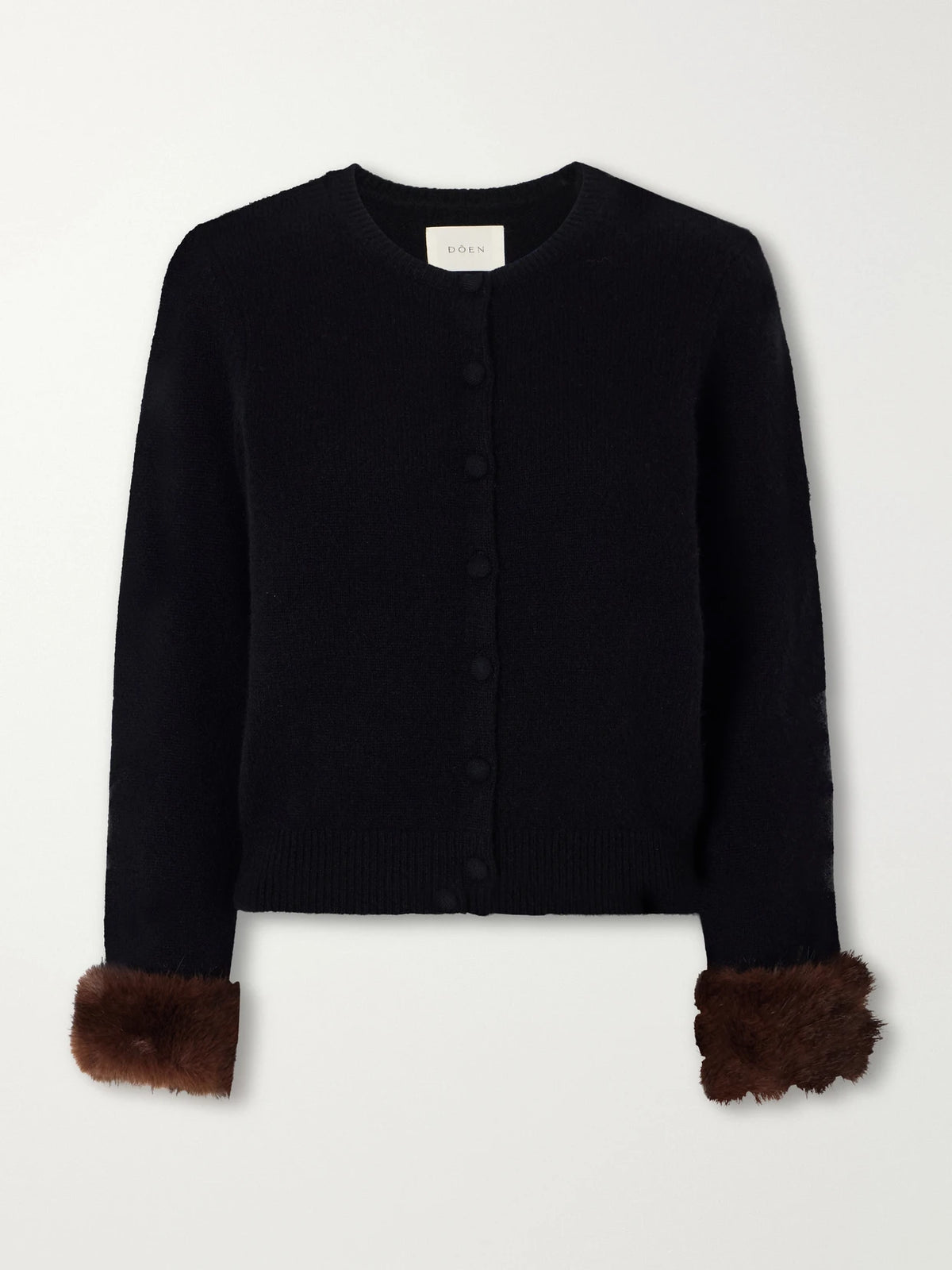 DÔEN Clara Plush-trimmed Cashmere Cardigan