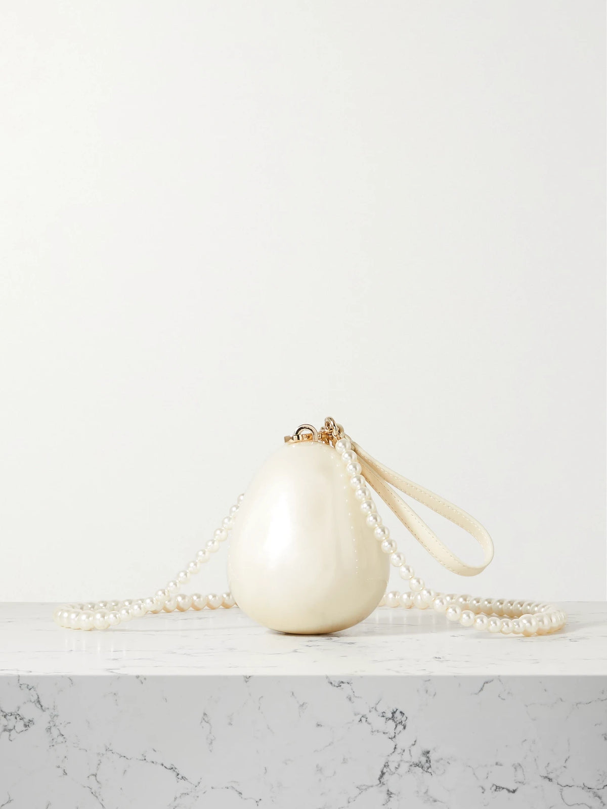 Micro Egg Faux Pearl-embellished Acrylic Clutch
