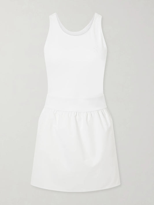 Image of Dresses. Product name - Court Recycled Stretch Tennis Mini Dress in White colour by brand - ON