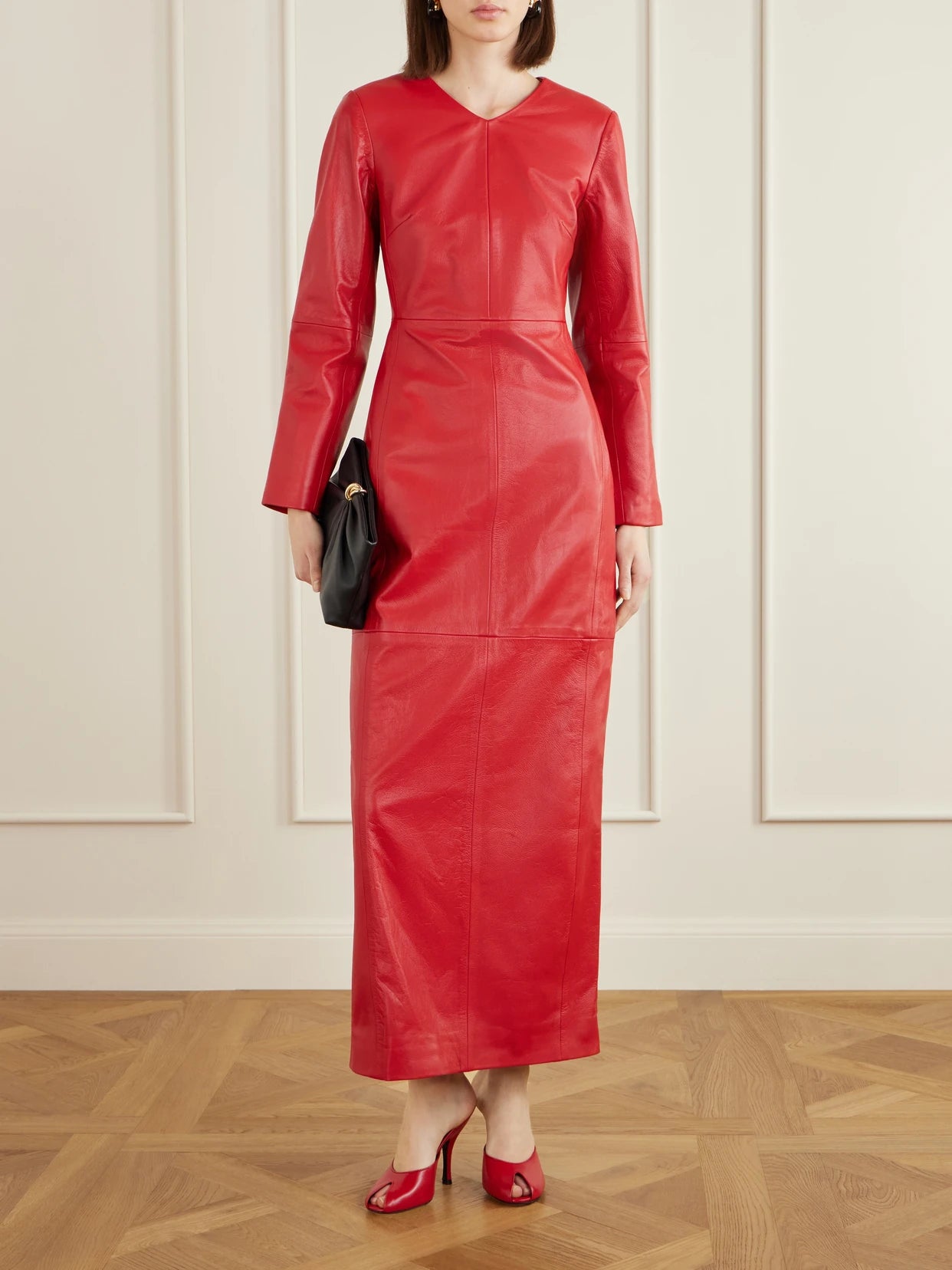 Image of Dresses. Product name - The Adris Leather Maxi Dress in Red colour by brand - RÙADH
