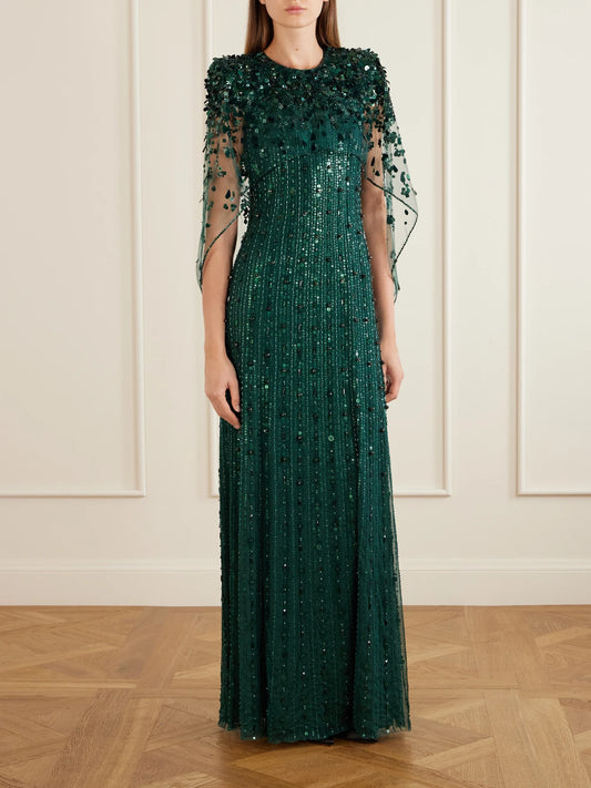 Nettie Embellished Sequined Tulle Gown