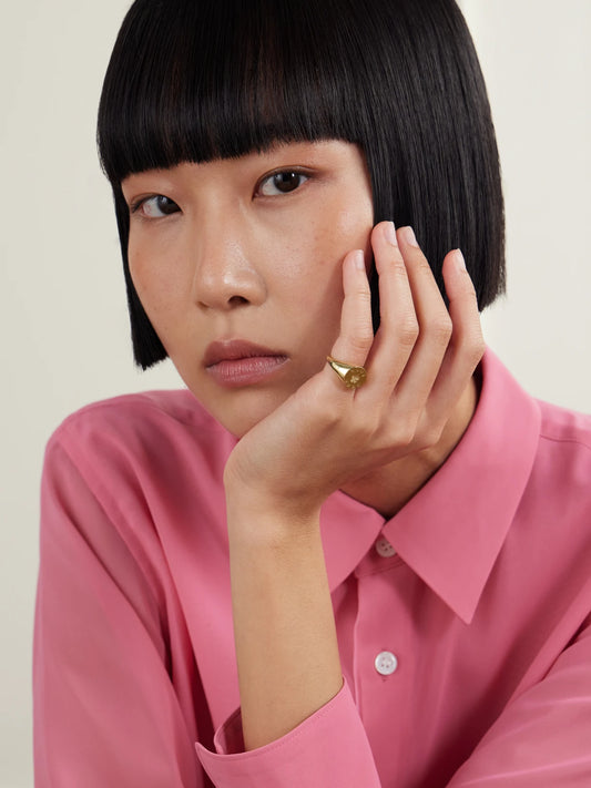 Image of Rings. Product name - Good Luck & Clover 18-karat Gold Signet Ring in Multi colour by brand - Jennifer Meyer