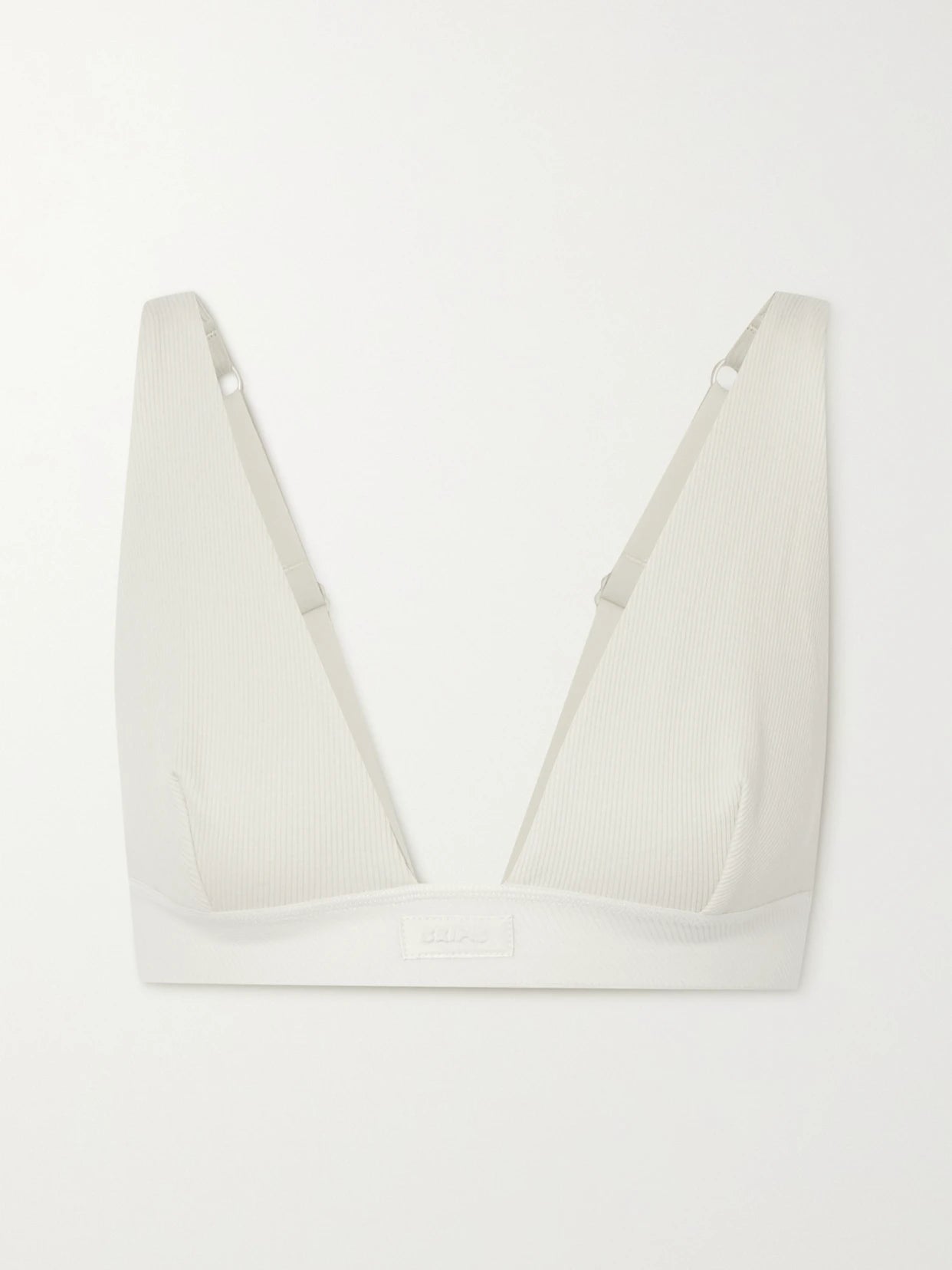 Plunge Ribbed Cotton-blend Jersey Bralette - Bone