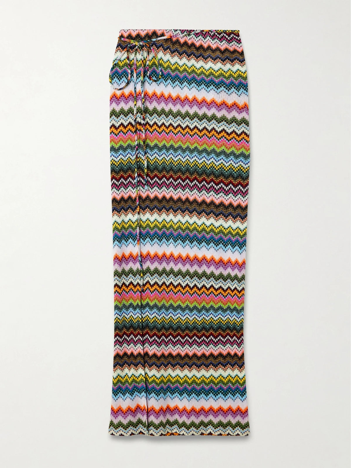 Mare Striped Metallic Crochet-knit Maxi Wrap Skirt