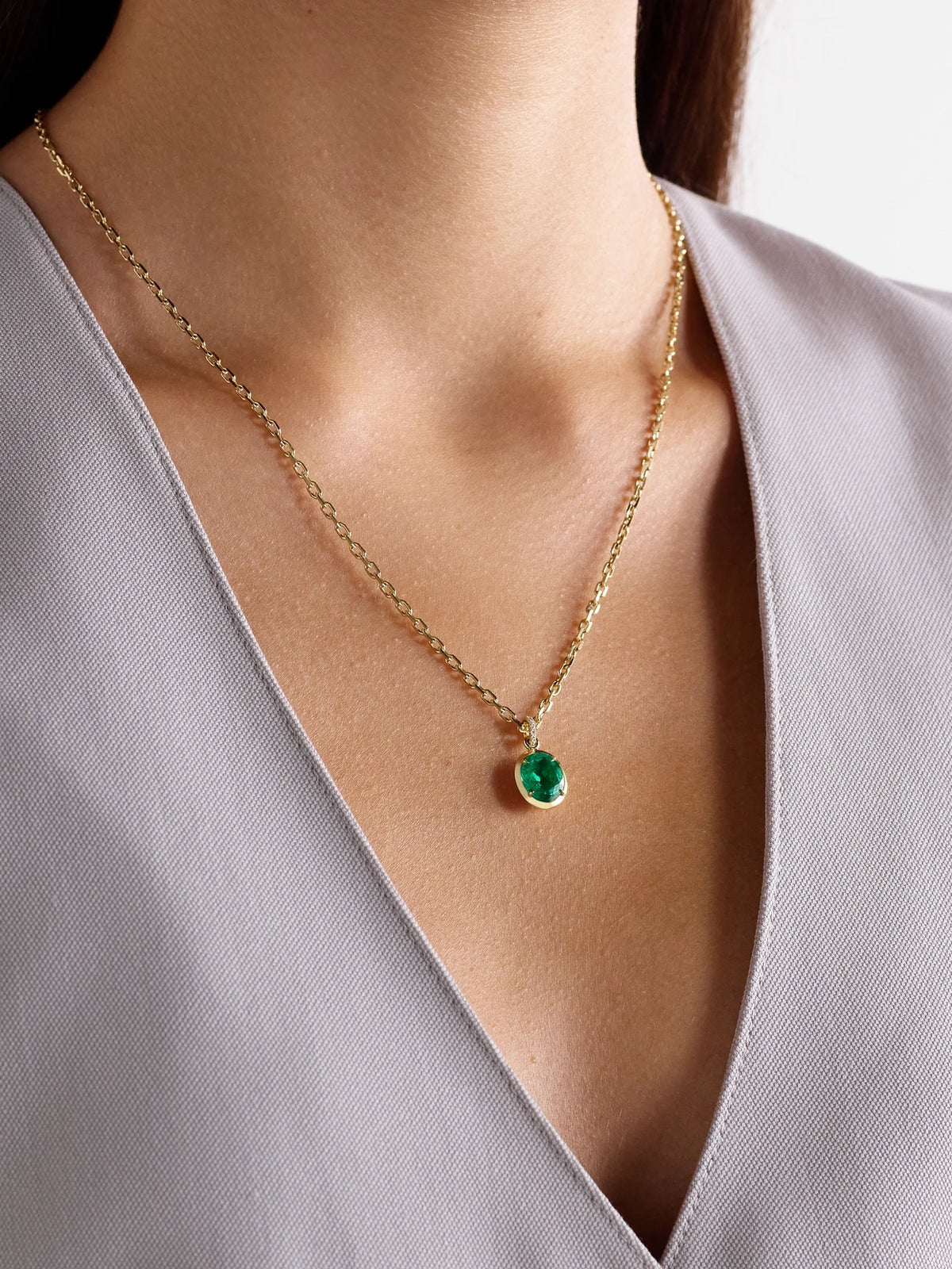 Image of Necklaces. Product name - 18-karat-gold, Emerald And Diamond Necklace in Multi colour by brand - Anita Ko