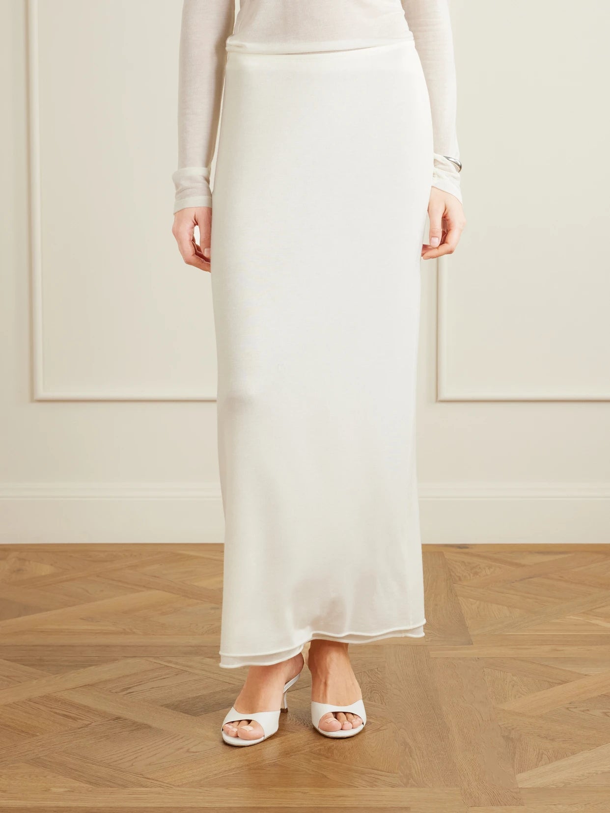 Stretch Tencel, Silk And Cashmere-blend Maxi Skirt