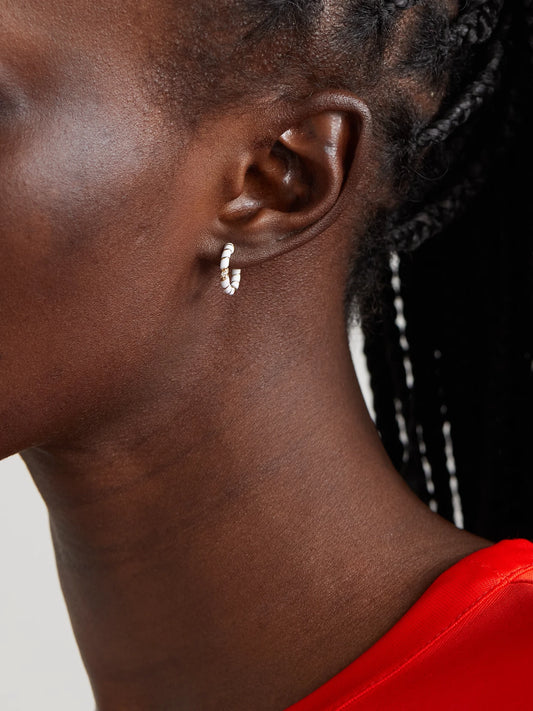 Image of Earrings. Product name - 9-karat Gold, Enamel And Diamond Hoop Earrings in Multi colour by brand - Yvonne Léon
