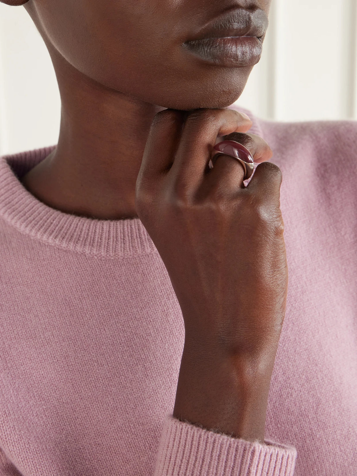Image of Rings. Product name - The Beatrice Silver Ring in Burgundy colour by brand - LIÉ STUDIO