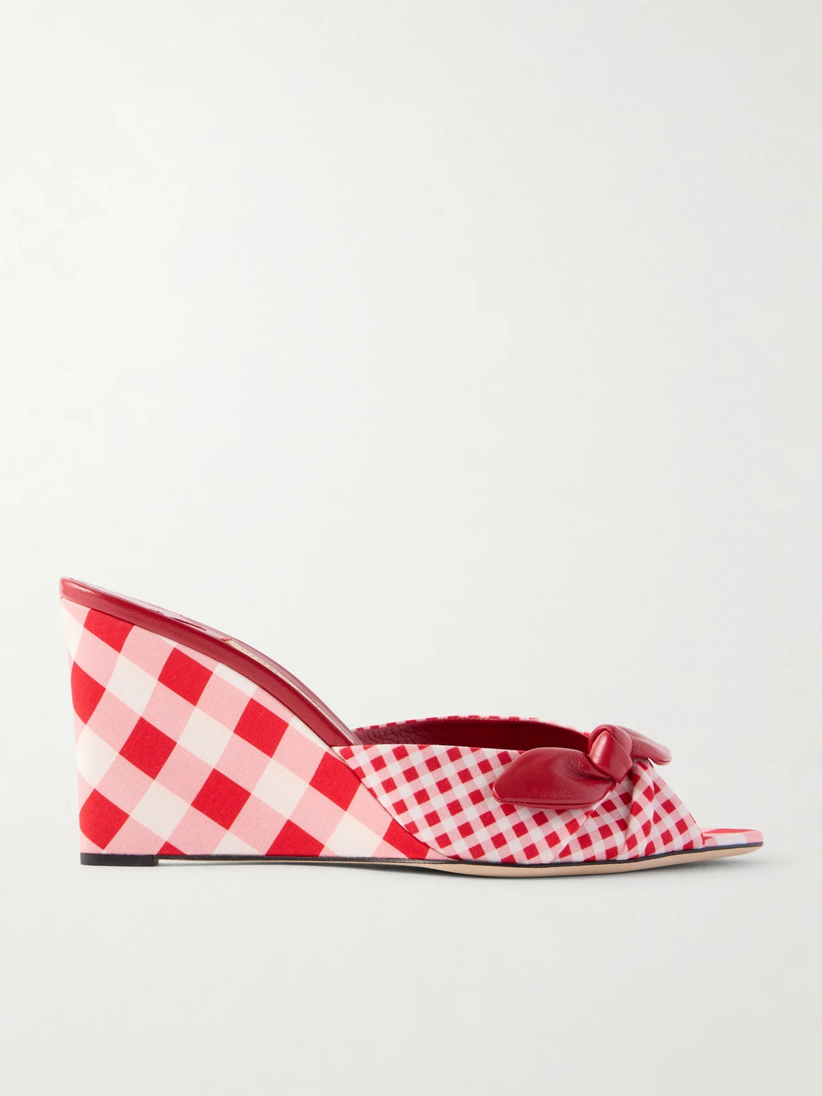 Livi 85 Leather-trimmed Checked Wedge Mules