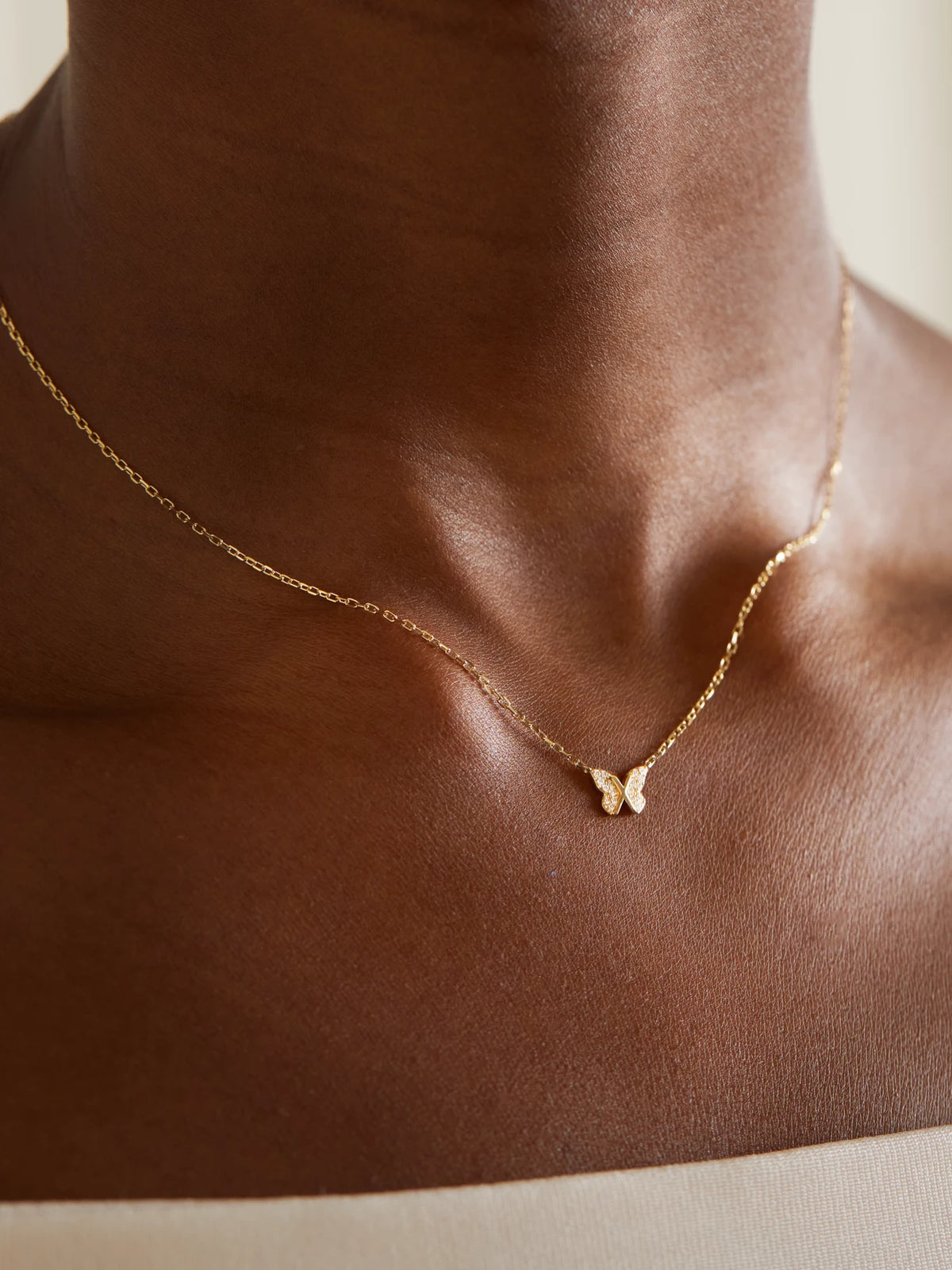 Image of Necklaces. Product name - Butterfly 18-karat Gold Diamond Necklace in Multi colour by brand - FoundRae