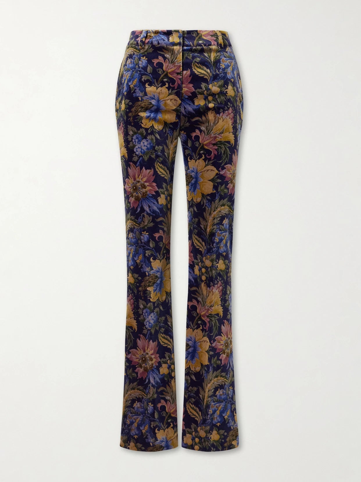 Printed Cotton-blend Velvet Flared Pants
