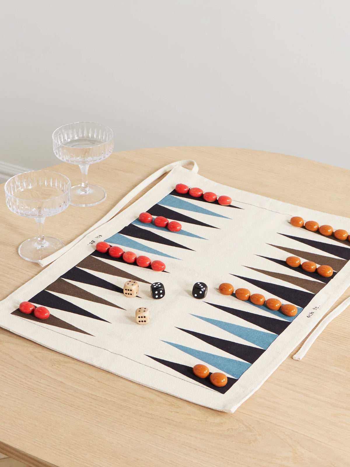 Image of Decor. Product name - Canvas, Wood And Metal Backgammon Set in Beige colour by brand - Fourth Street