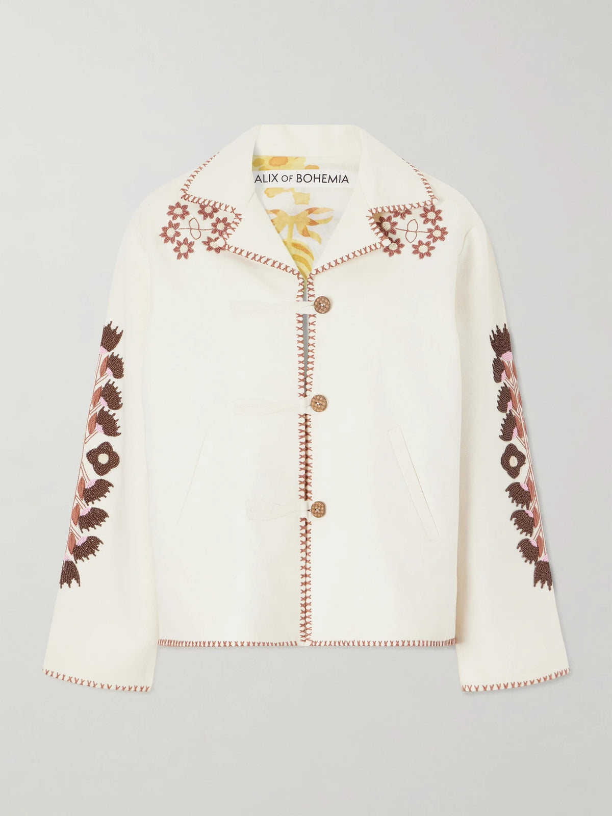 ALIX OF BOHEMIA Western Cactus Bead-embellished Textured-silk Jacket