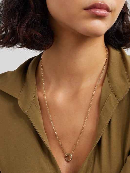 Image of Necklaces. Product name - Small Open Belcher 18-karat Gold Necklace in Multi colour by brand - FoundRae