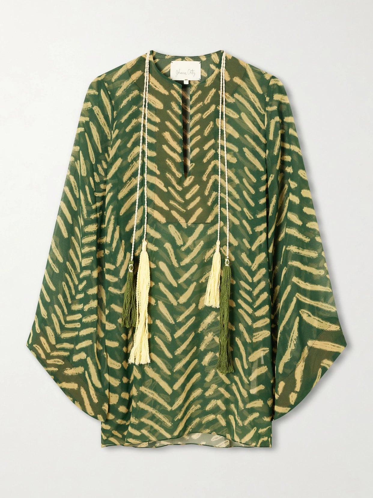 Refugio De Sol Tasseled Printed Recycled Georgette Coverup