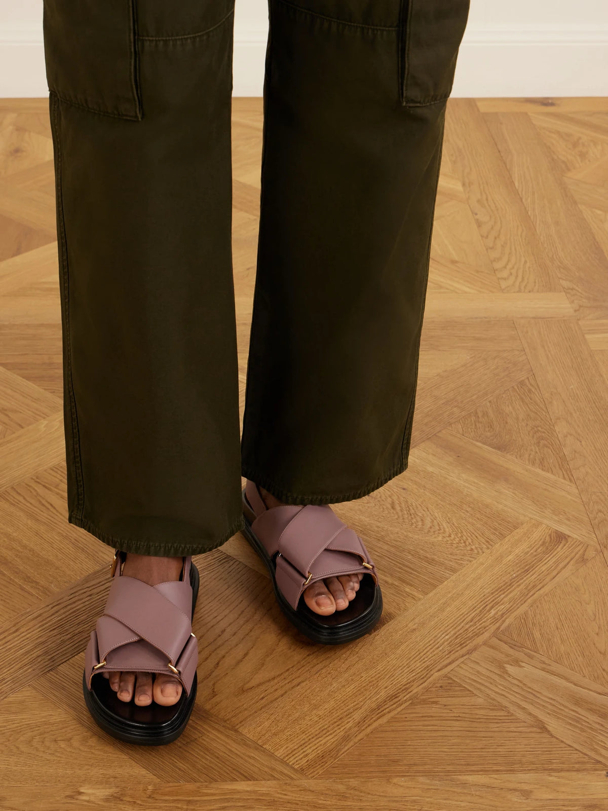 Fussbett Two-tone Leather Slingback Sandals