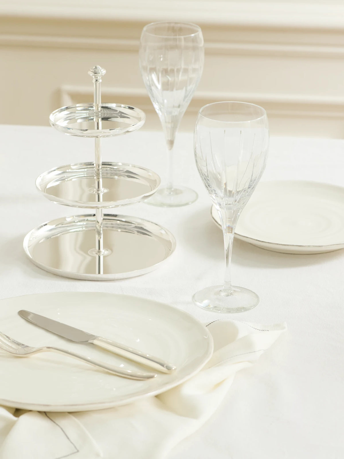 Image of Tableware. Product name - Iriana Set Of Two Crystal Water Glasses in Clear colour by brand - Christofle