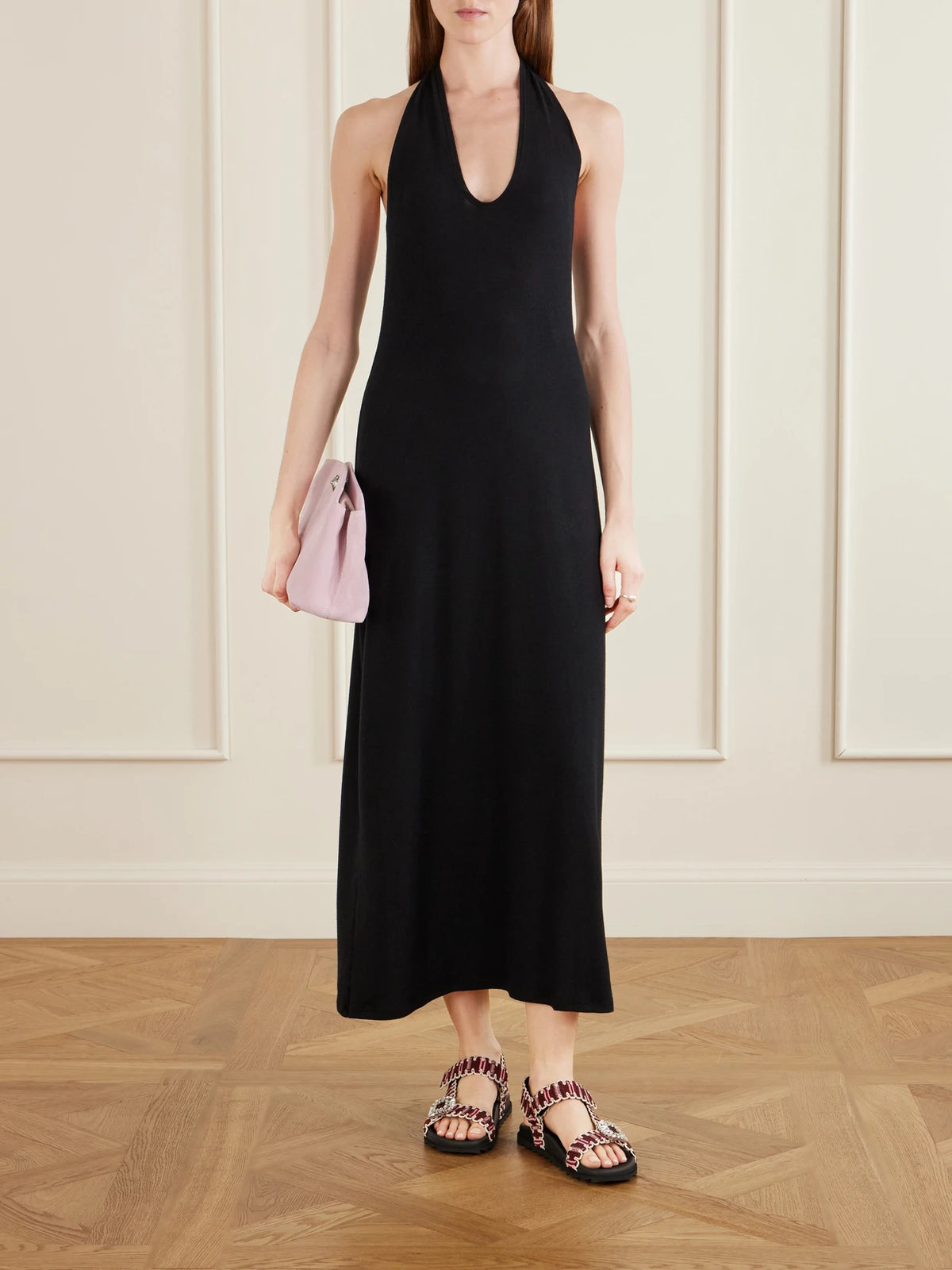 Image of Sandals. Product name - Embellished Flat Sandals in Multi colour by brand - Roger Vivier