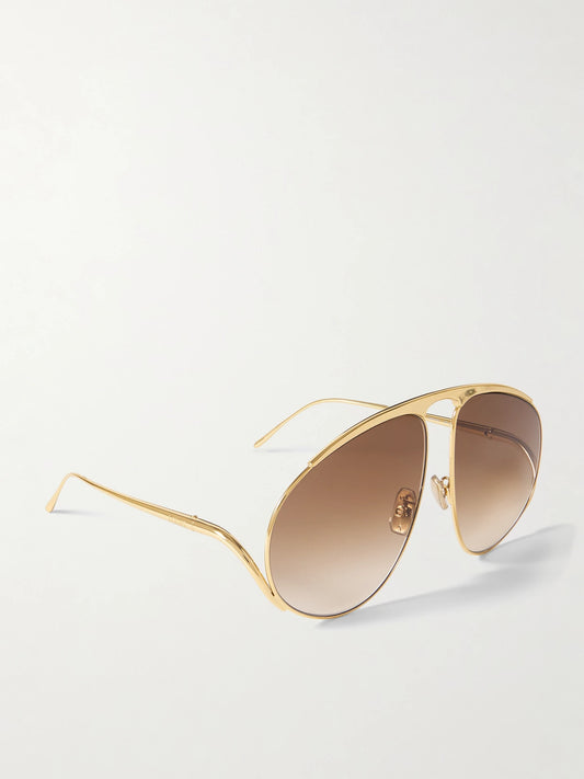 Aviator-style Gold-tone Sunglasses