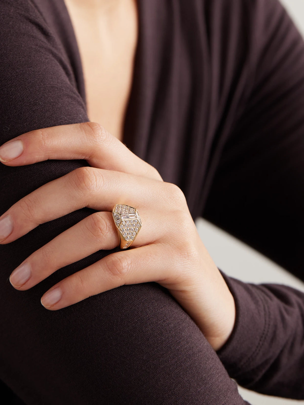 Image of Rings. Product name - Hive 18-karat Gold Diamond Ring in Multi colour by brand - Anita Ko