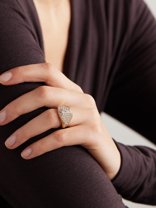 Image of Rings. Product name - Hive 18-karat Gold Diamond Ring in Multi colour by brand - Anita Ko