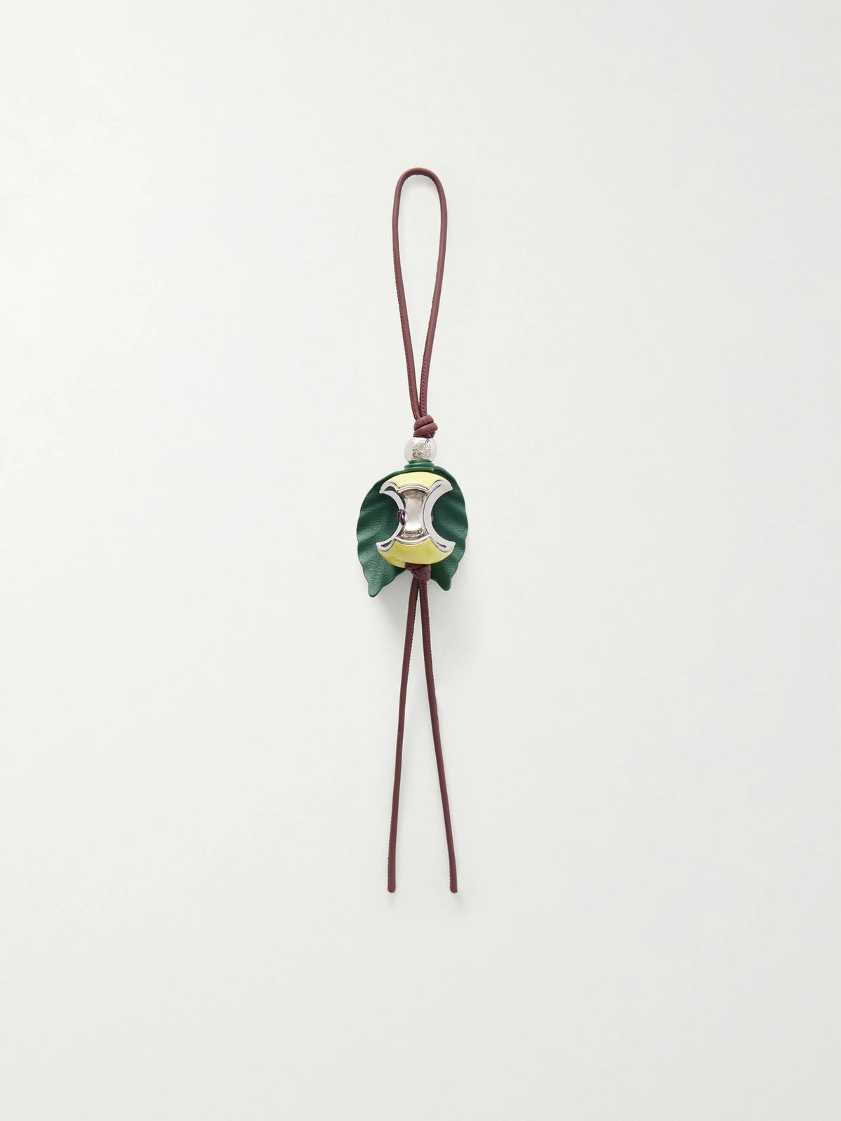 Apple Charm Leather And Silver-tone Bag Charm