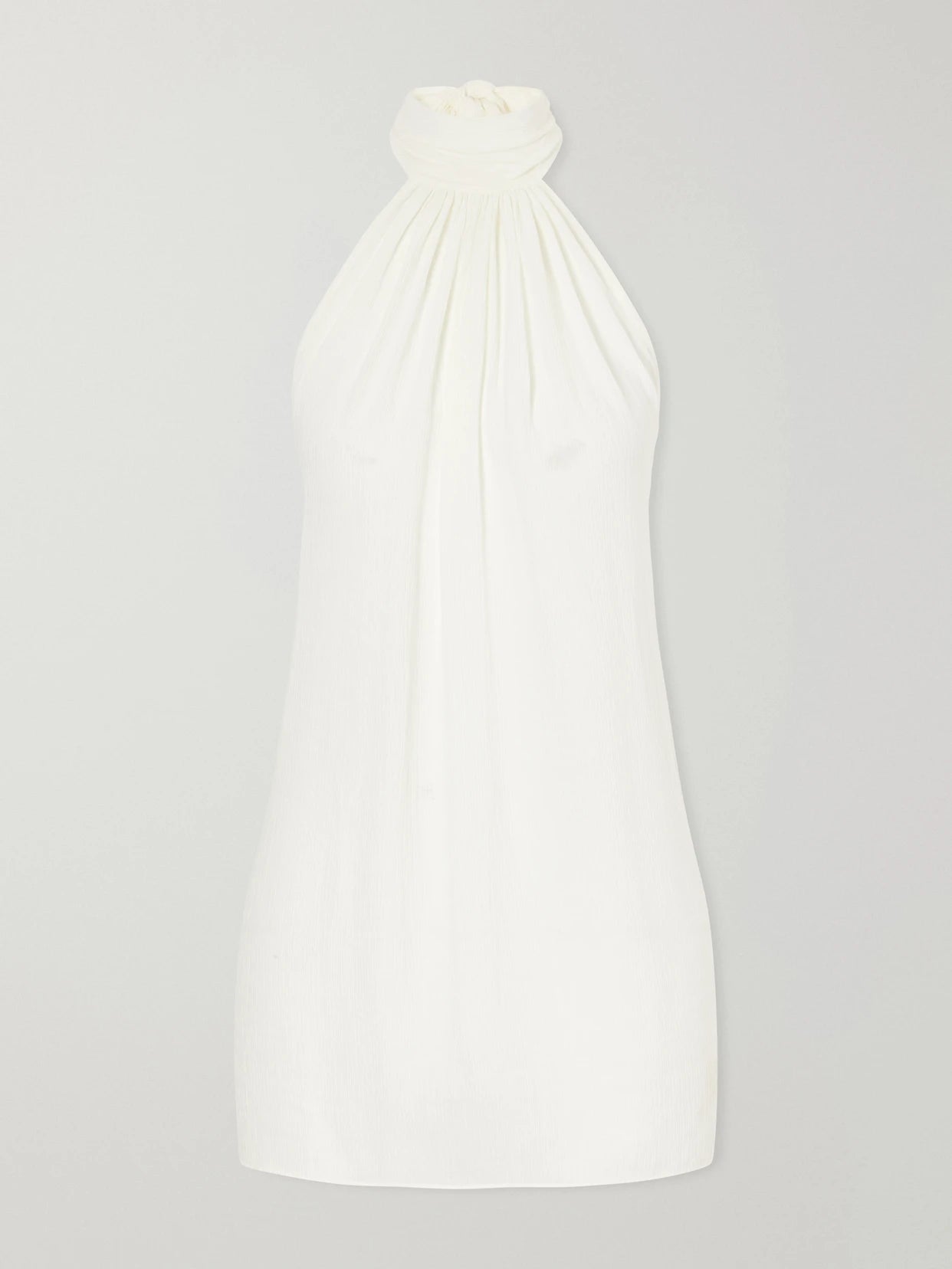 Ibiza Halterneck Knotted Gathered Crepon Mini Dress