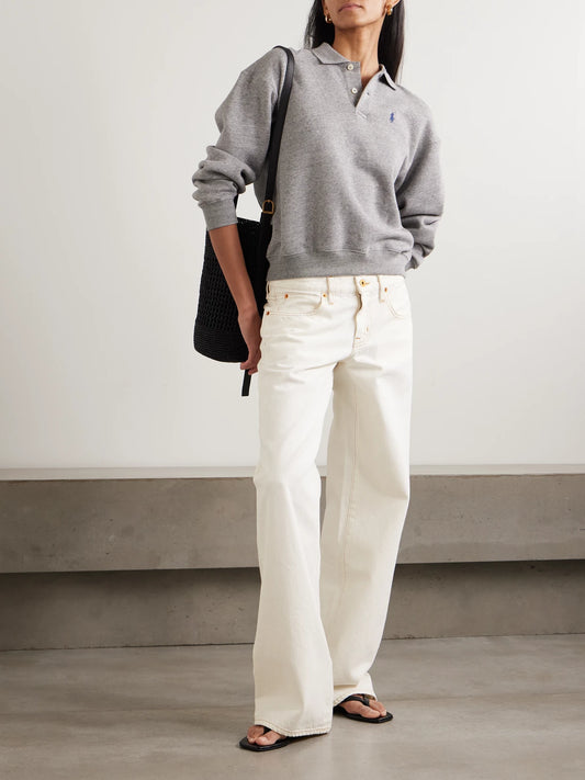 Image of Jeans. Product name - Lexi Low-rise Wide-leg Jeans in White colour by brand - SLVRLAKE