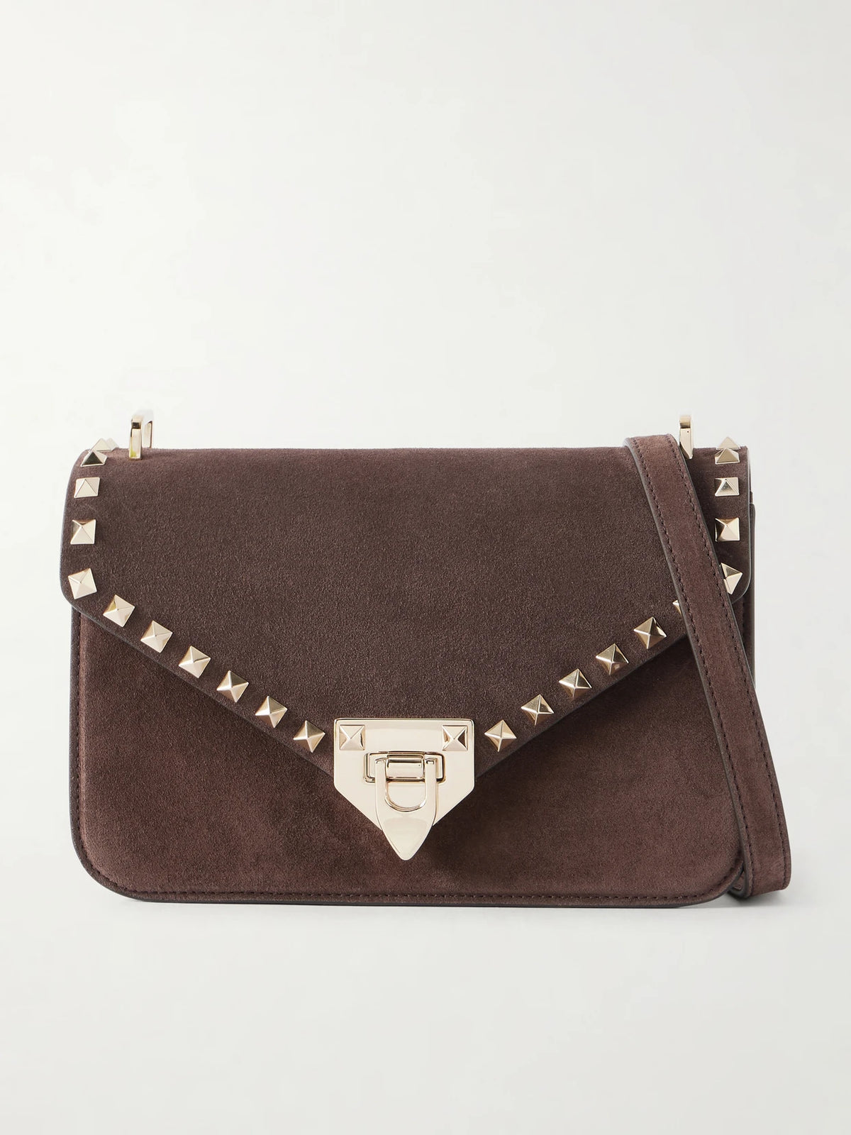 Rockstud Embellished Suede Shoulder Bag