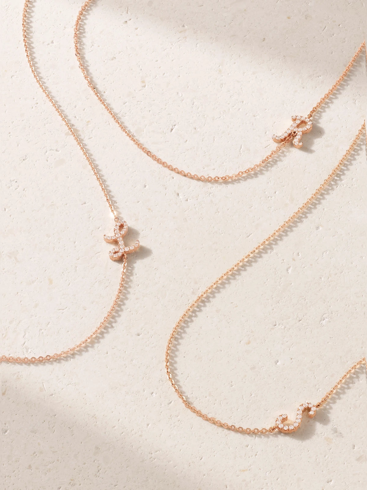 Initial 18-karat Rose Gold Diamond Necklace