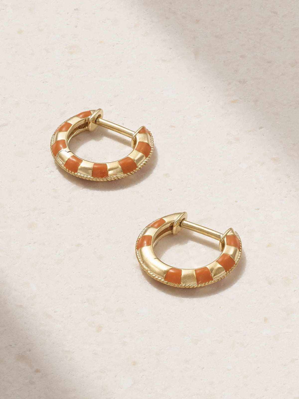 9-karat Gold And Enamel Hoop Earrings