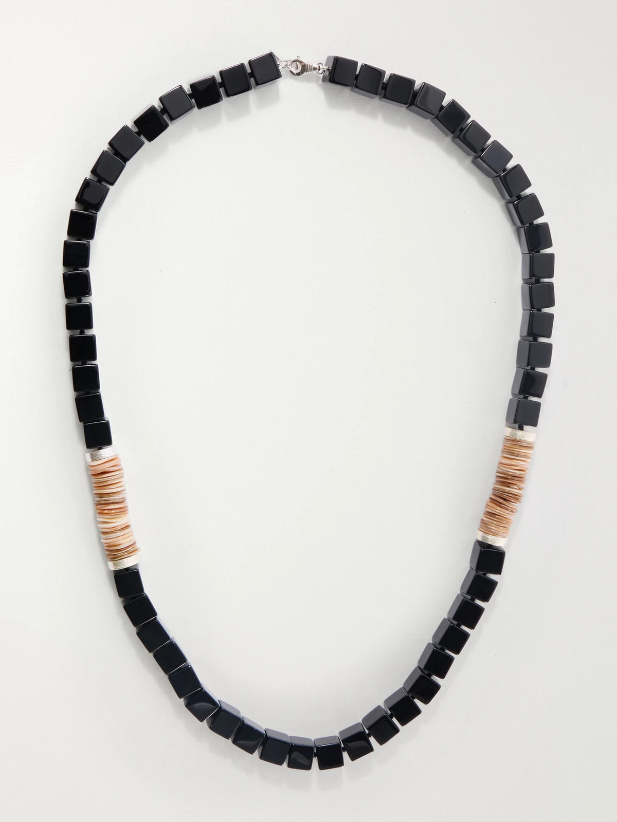 Dune Sterling Silver, Onyx And Mother-of-pearl Beaded Necklace