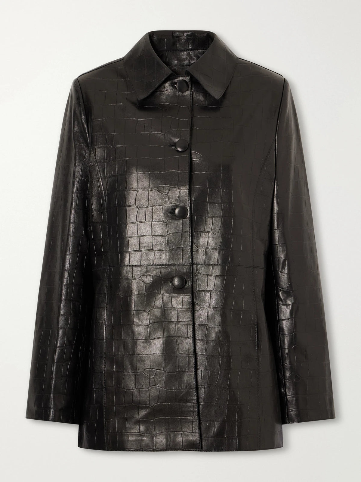 Nour Hammour Clara Croc-effect Leather Jacket