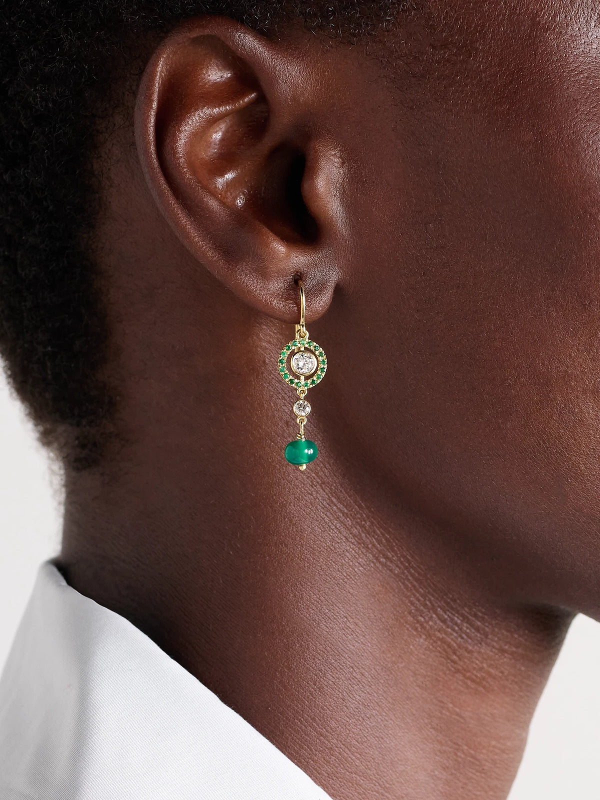 Image of Earrings. Product name - Orbit 18-karat Gold Multi-stone Earrings in Multi colour by brand - Ileana Makri