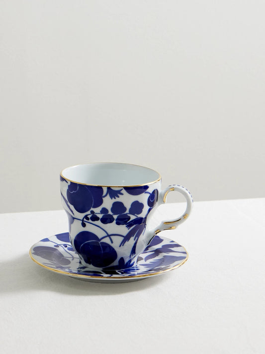 Gold-plated Porcelain Teacup And Saucer Set