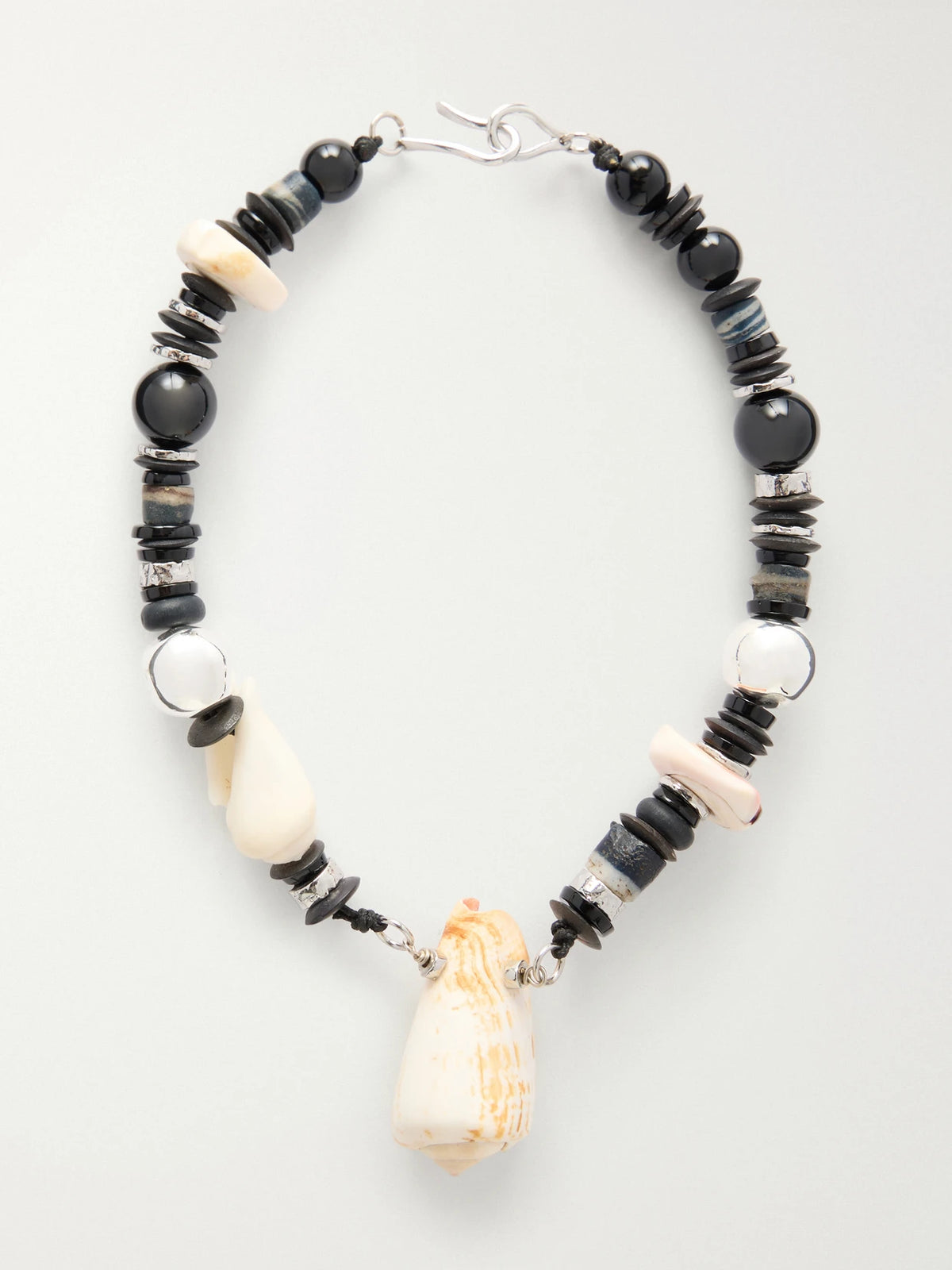 Samsara Silver, Onyx And Seashell Necklace