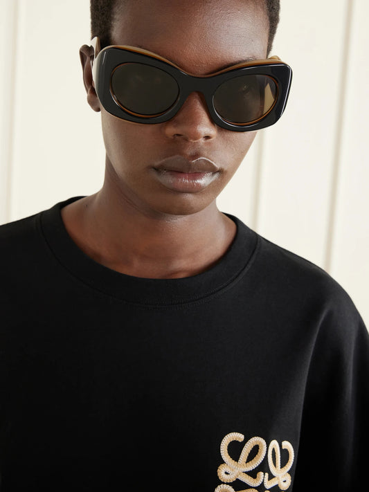 Image of Sunglasses. Product name - + Paula's Ibiza D-frame Acetate Sunglasses in Black colour by brand - Loewe